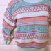 Vintage 80s Knit Sweater Haberdasher Lady-L Geometric 3-D Stripe Fair-Isle Bold