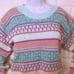 Vintage 80s Knit Sweater Haberdasher Lady-L Geometric 3-D Stripe Fair-Isle Bold