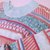 Vintage 80s Knit Sweater Haberdasher Lady-L Geometric 3-D Stripe Fair-Isle Bold