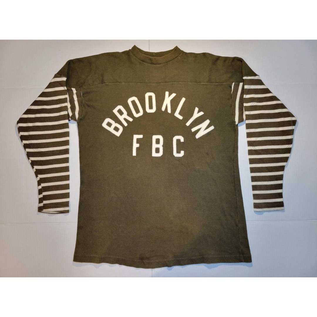 Vintage Brooklyn FBC Ebbets Field Flannels Jurgella Jersey Men's Size L Brown