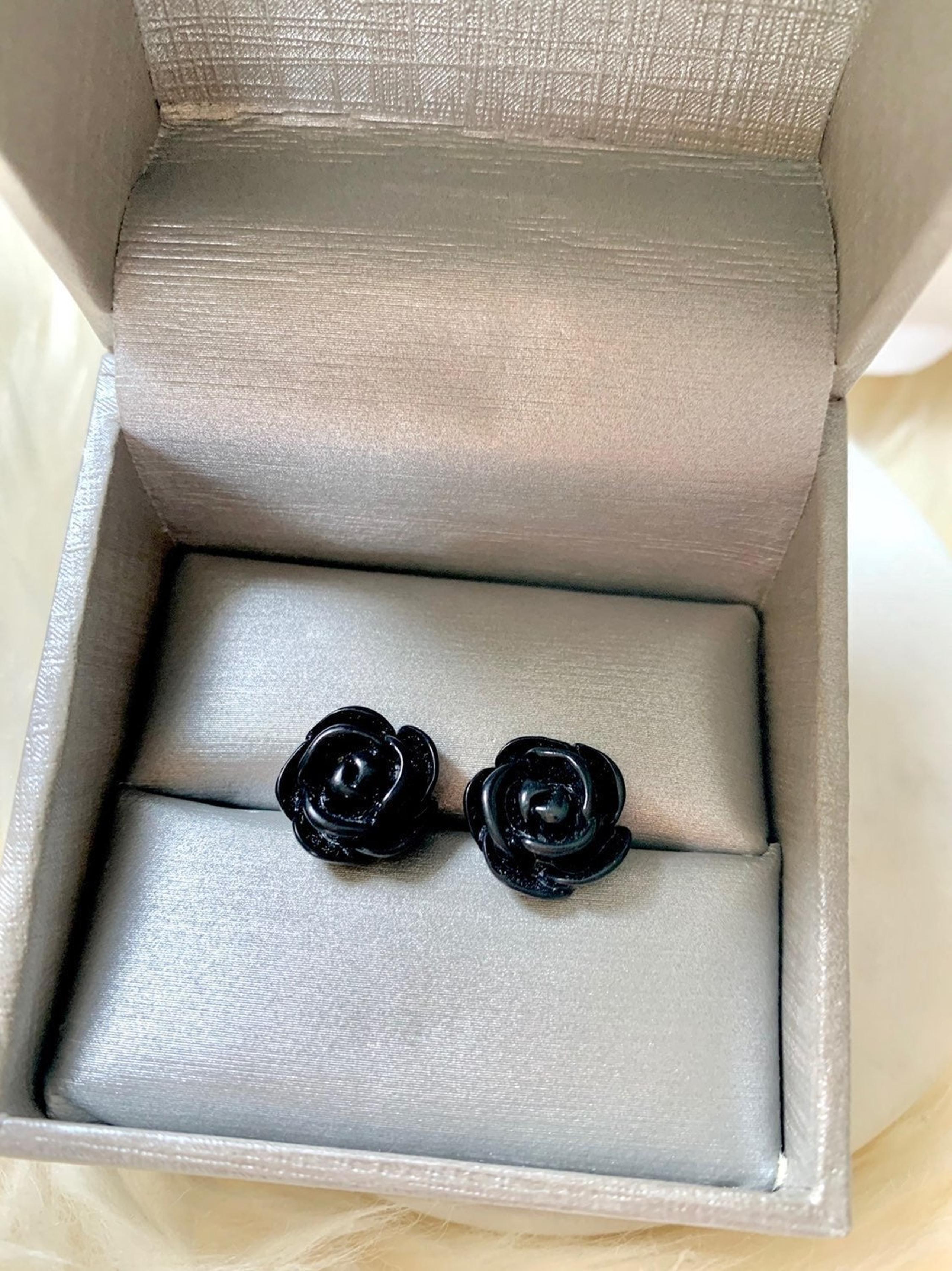 Black Rose New Womens Earrings Post Stud