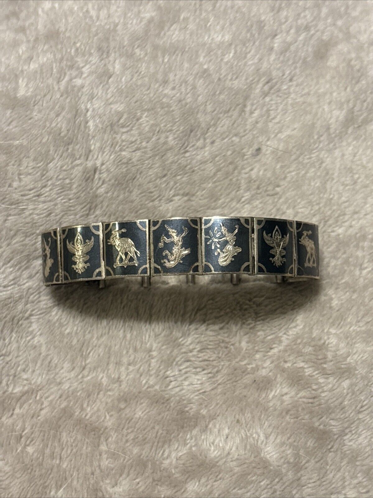 Antique Siam Sterling Silver Panel Bracelet