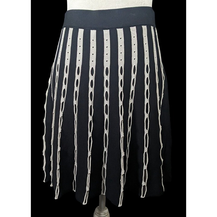 O.UE Gothic Black And White Stripe With Cutout Skirt Size Large