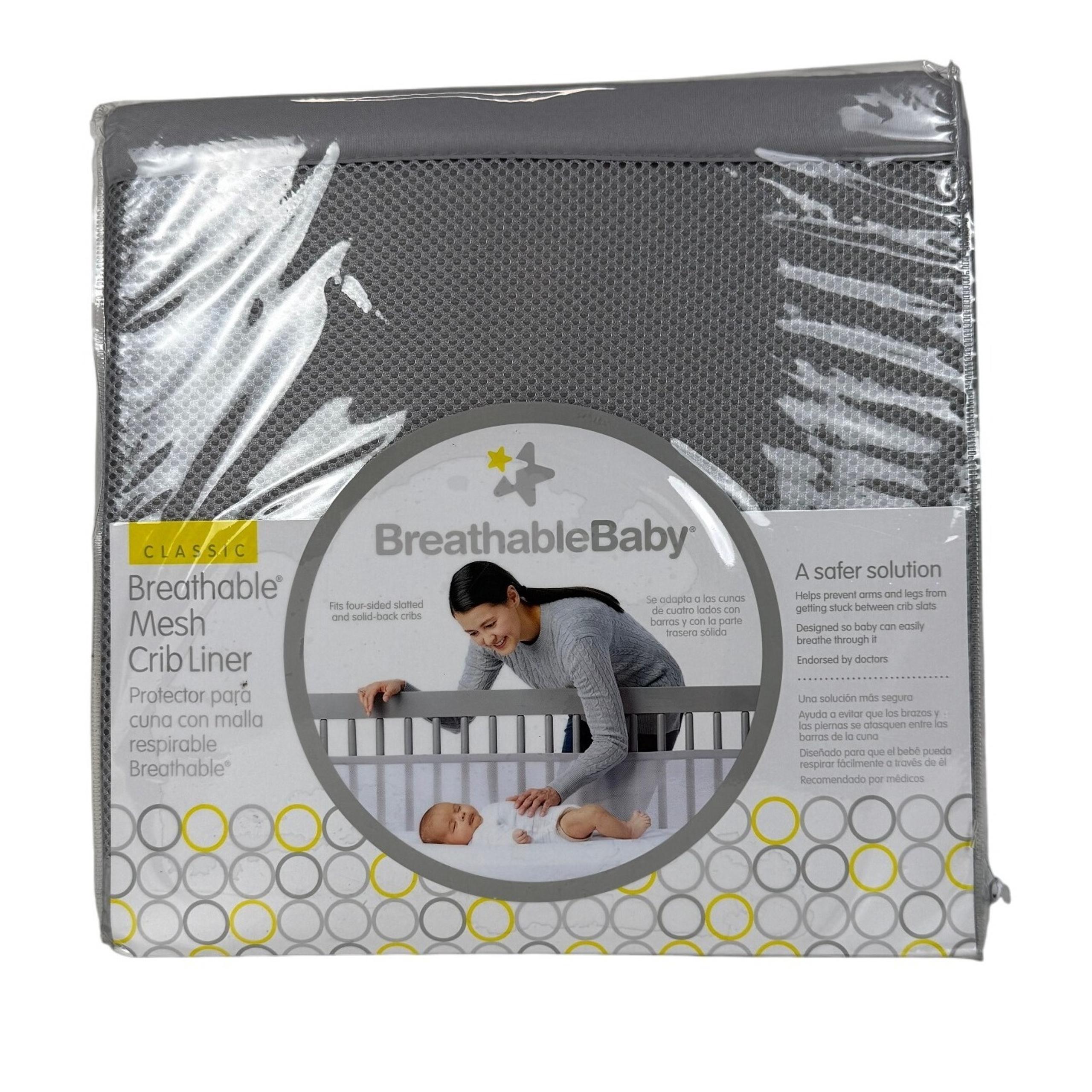 BreathableBaby Classic Mesh Crib Liner Gray Breathable Safer Solution