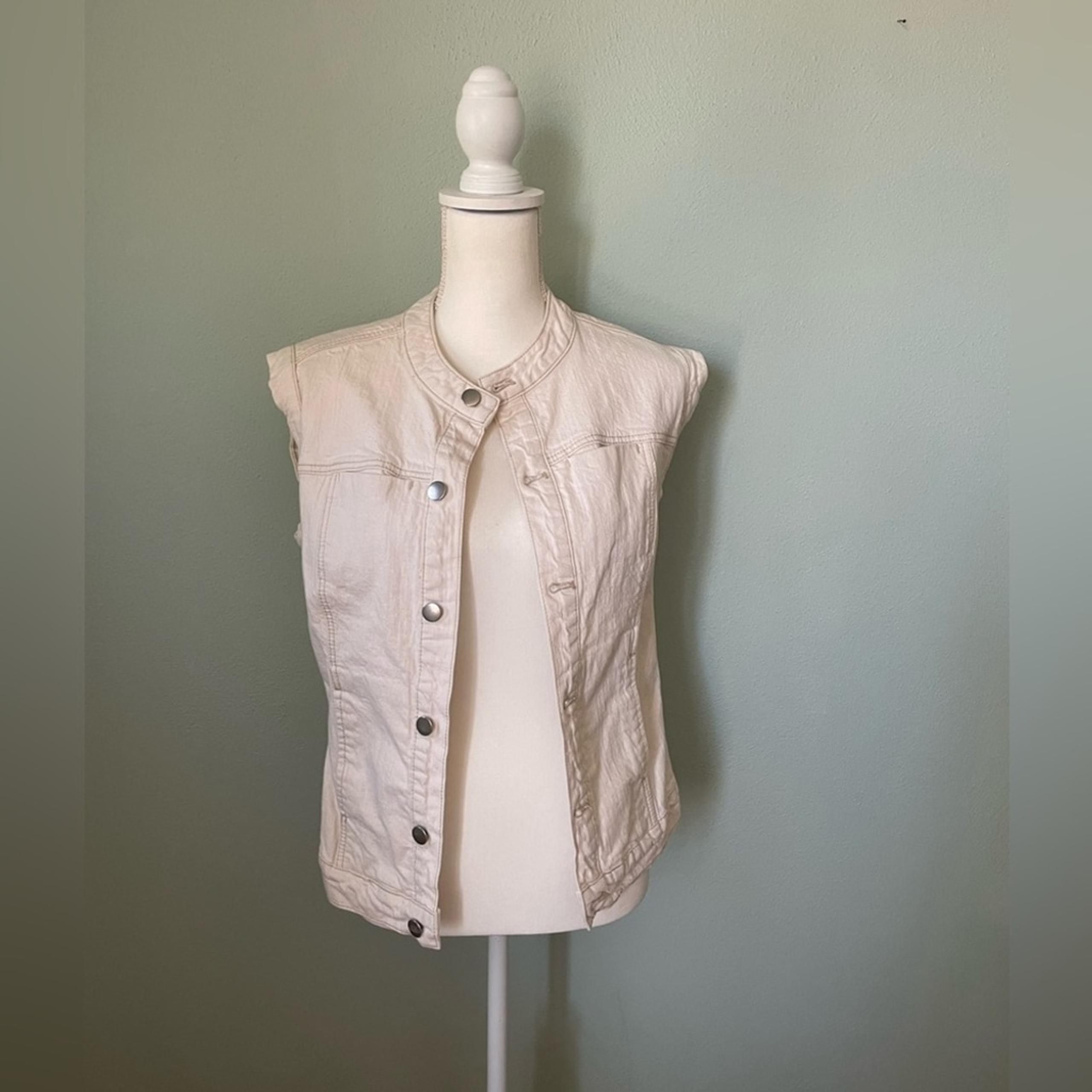 Kate Spade Saturday Women's Vest Cotton Blend Denim Sleeveless Cream Size XS
