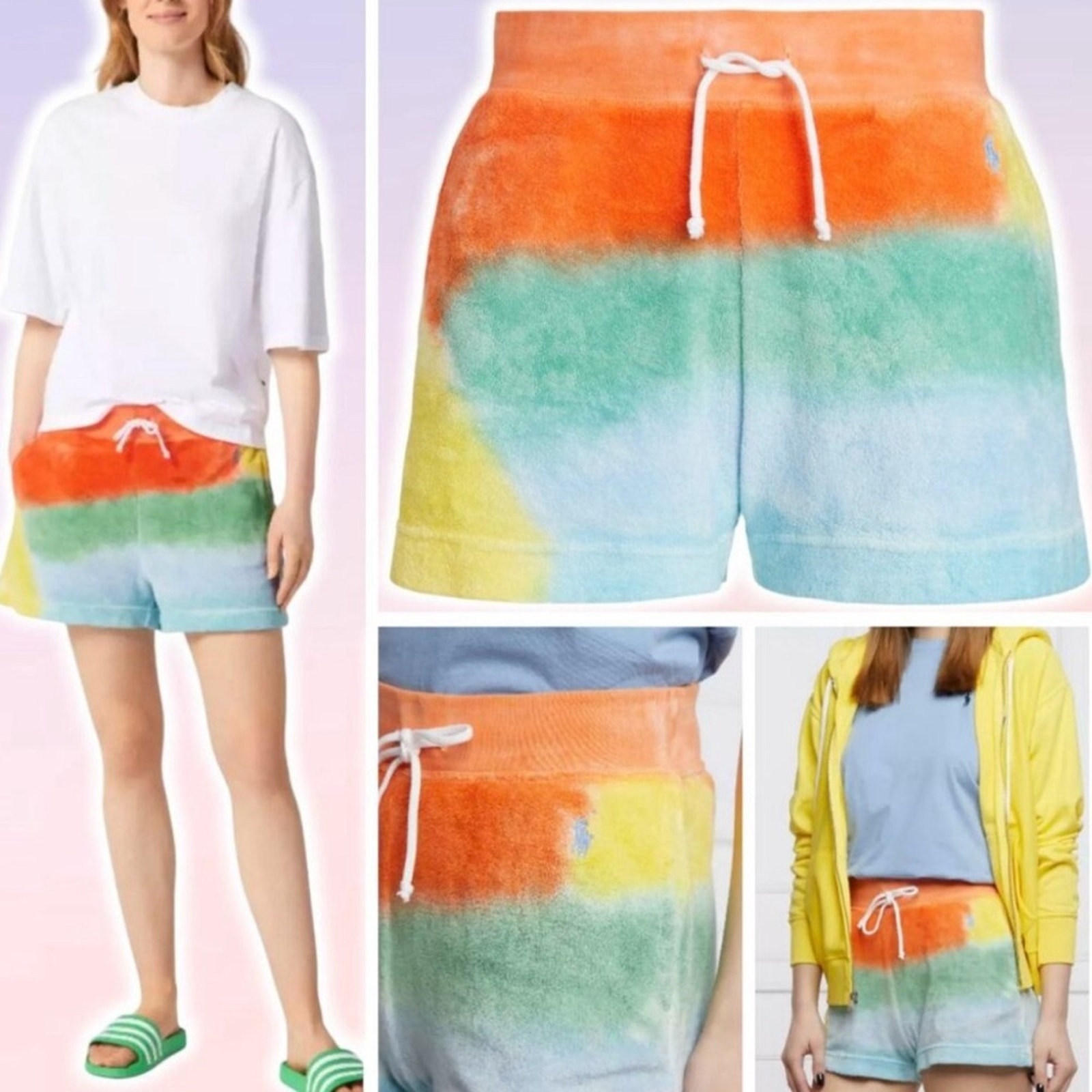NWT POLO Ralph Lauren Tie-Dye Drawstring Terry Short small