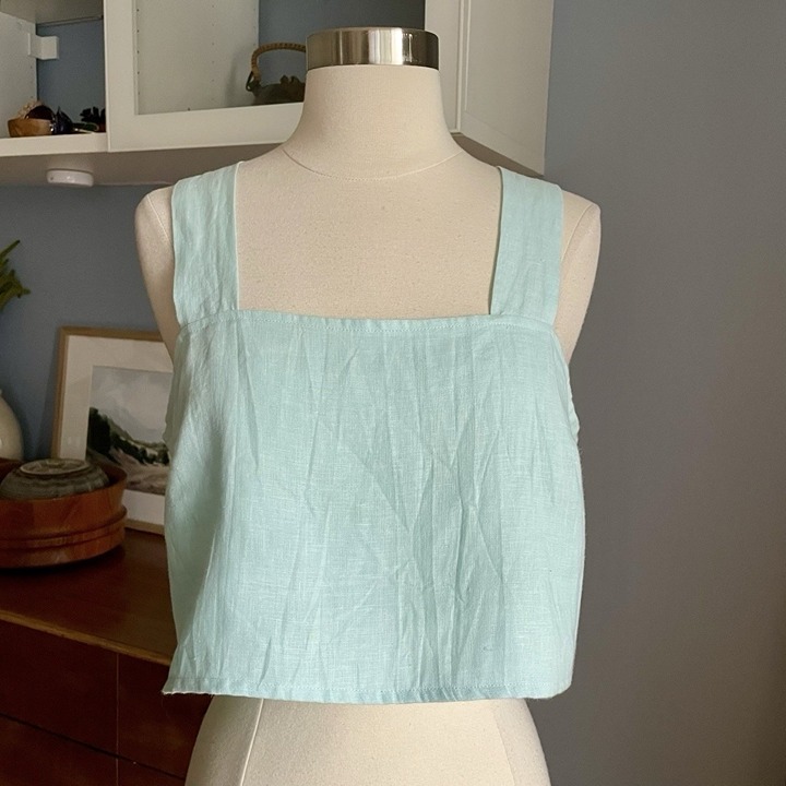 Vitamin A Ecolinen Tallows Cropped Tank Top Sky Blue XS