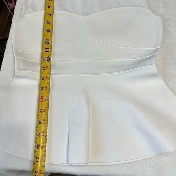 Theory White Yoke Shell Compact Crepe Peplum Blouse Small Blouse