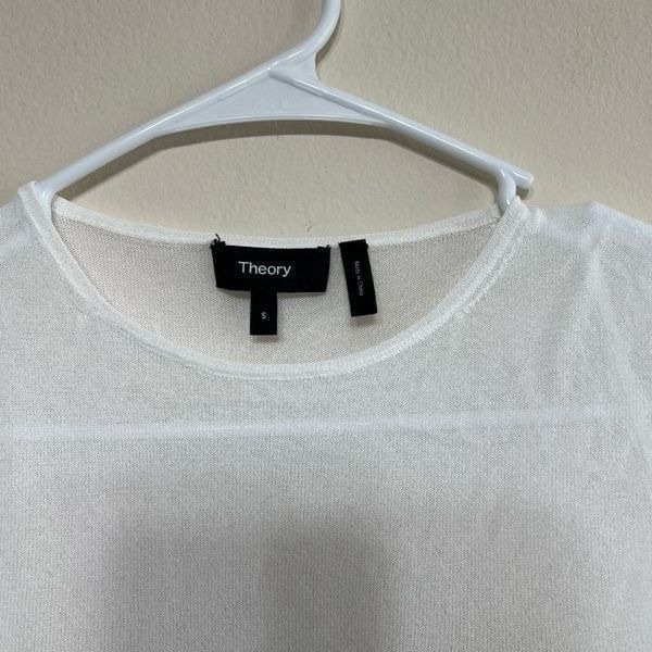 Theory White Yoke Shell Compact Crepe Peplum Blouse Small Blouse