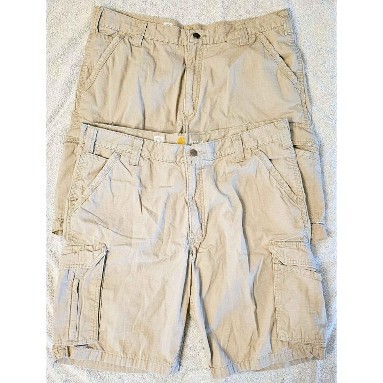 Carhartt Force Men's Relaxed Fit Ripstop Work Cargo Shorts Size 38 Tan 2 Pairs
