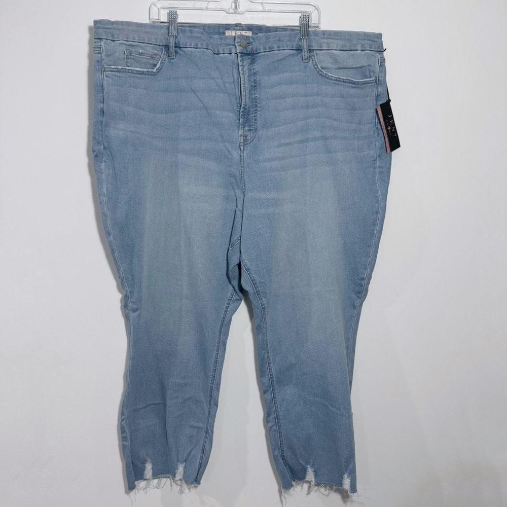 NWT Jen7 by 7 for All Mankind Ankle Straight Jeans with Destroyed Hem Size 28