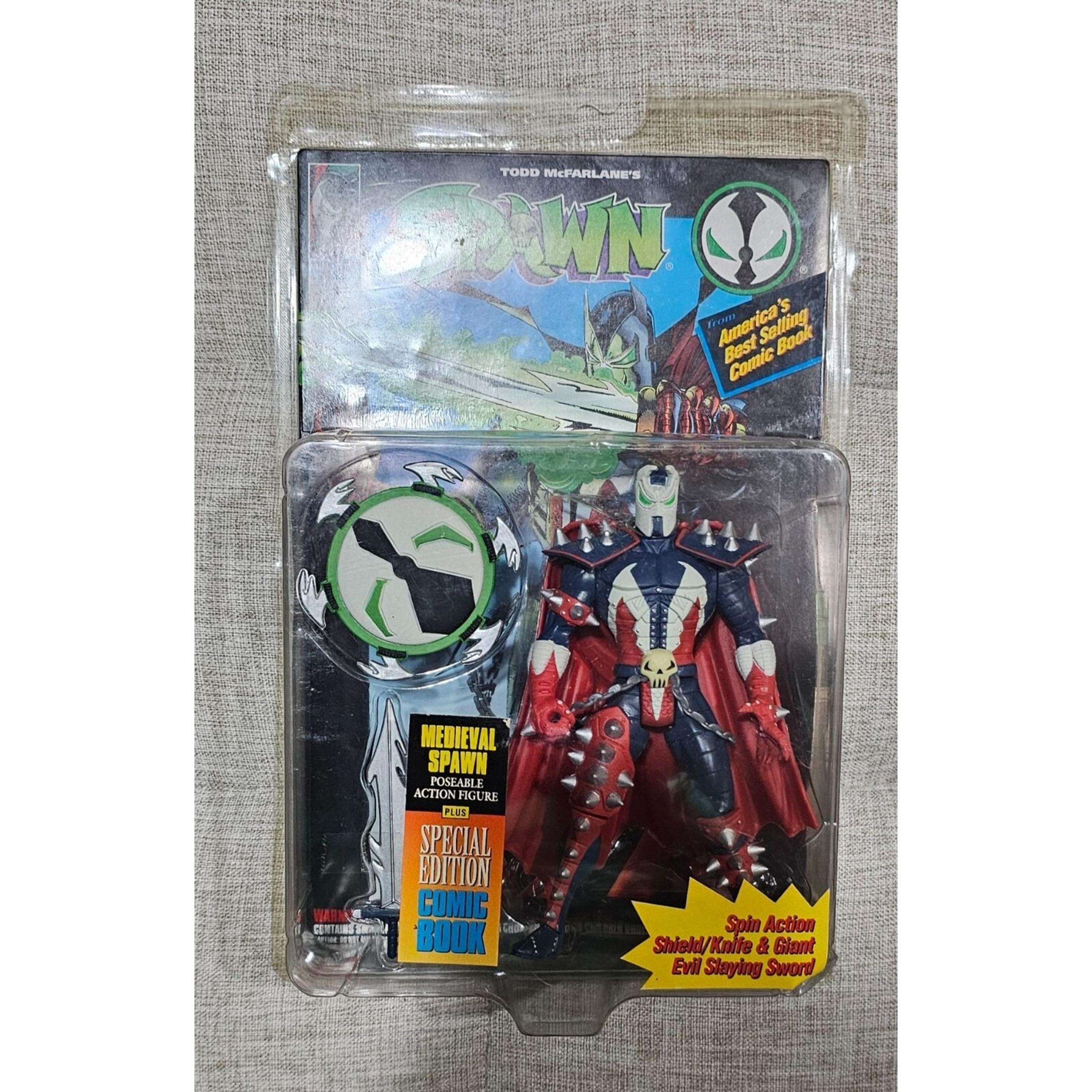 New 1994 Medieval Spawn Poseable Action Figure w/ Special Edition Comic Book