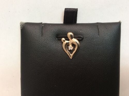 LADIES 14K REAL SOLID GOLD REAL DIAMOND HEART CHARM PENDANT 1.00GR .03CT
