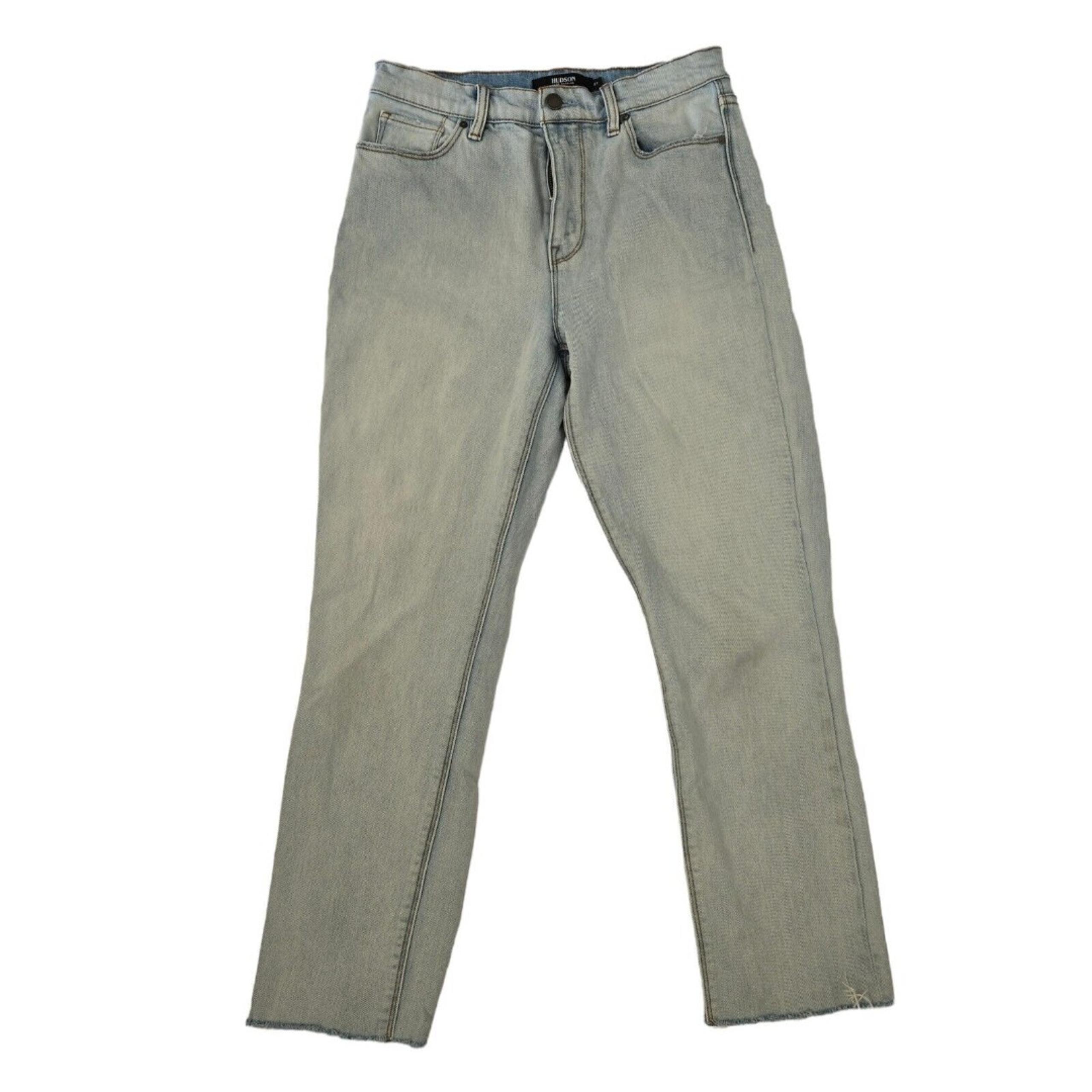 Hudson Holly Straight Crop Jeans Womens sz 27 Light Wash High-Rise Raw Hem