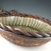 Oversized ceramic serving bowl with fern design