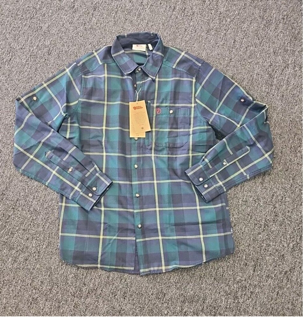 Fjallraven Fjallglim Long Sleeve Flannel Button Down Shirt Mens XL Arctic Green