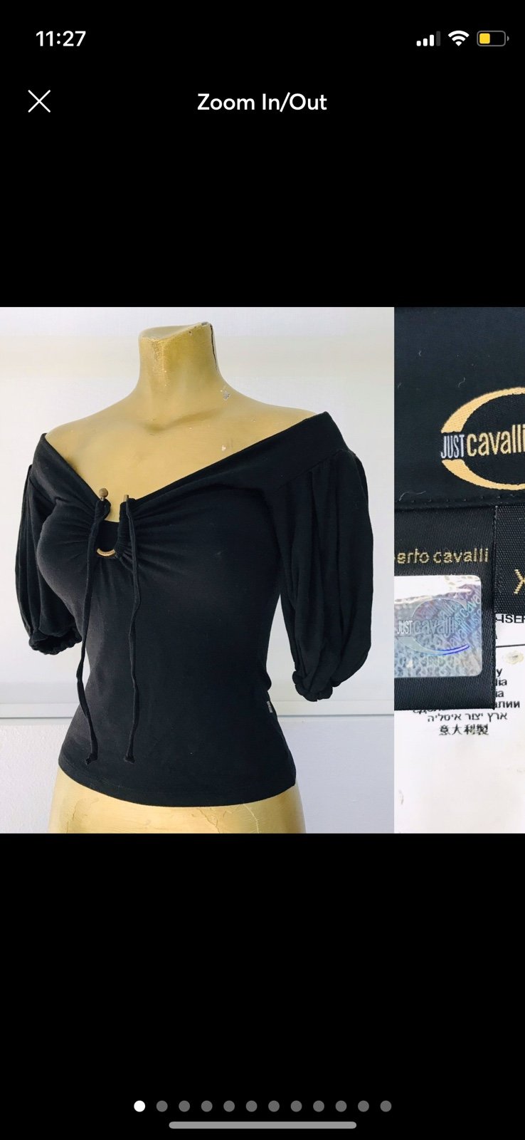 ROBERTO CAVALLI Just Cavalli Collection OFF SHOULDER Stretch Peasant TOP XS