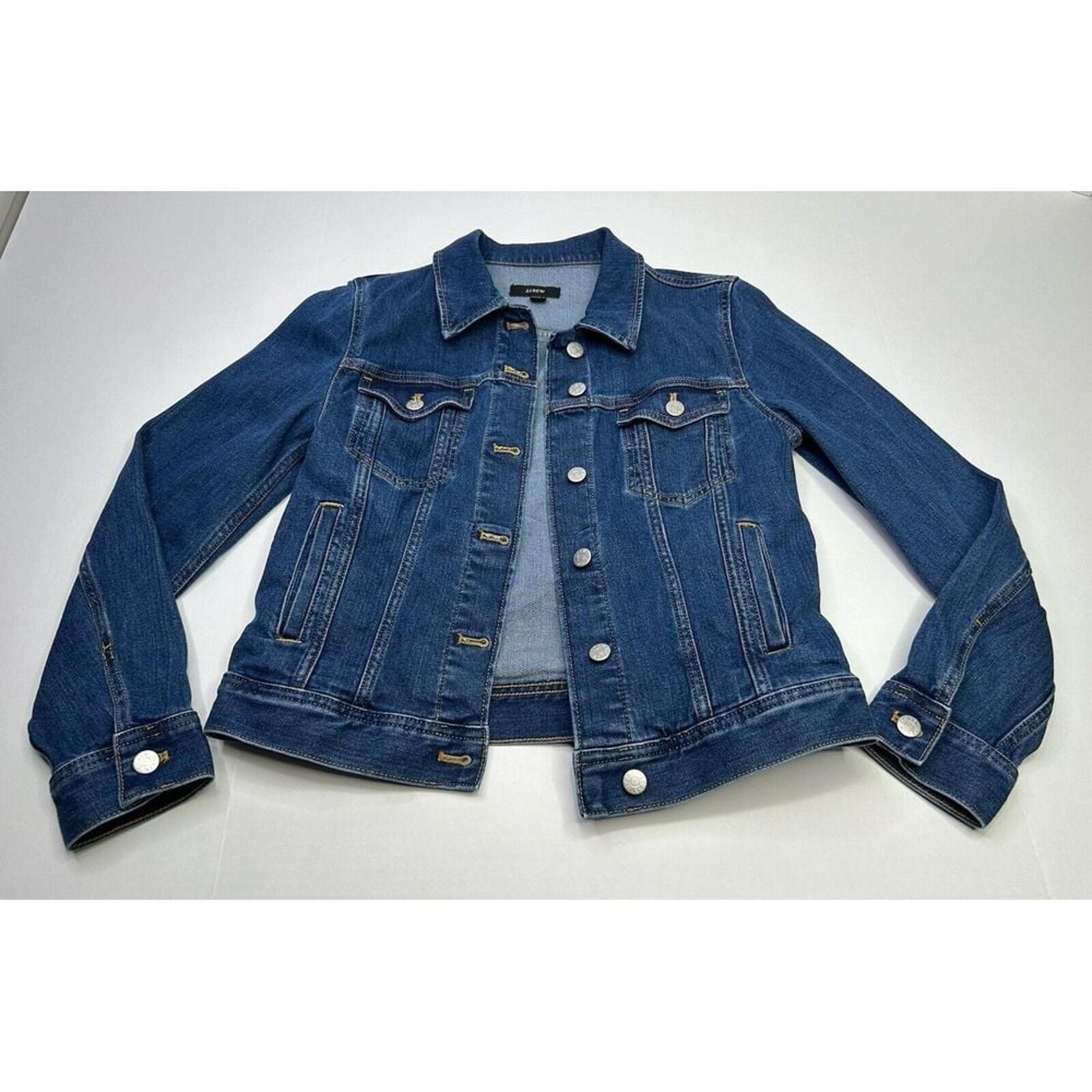 J CREW Classic Denim Jean Jacket Women's XS Stretch + Pockets