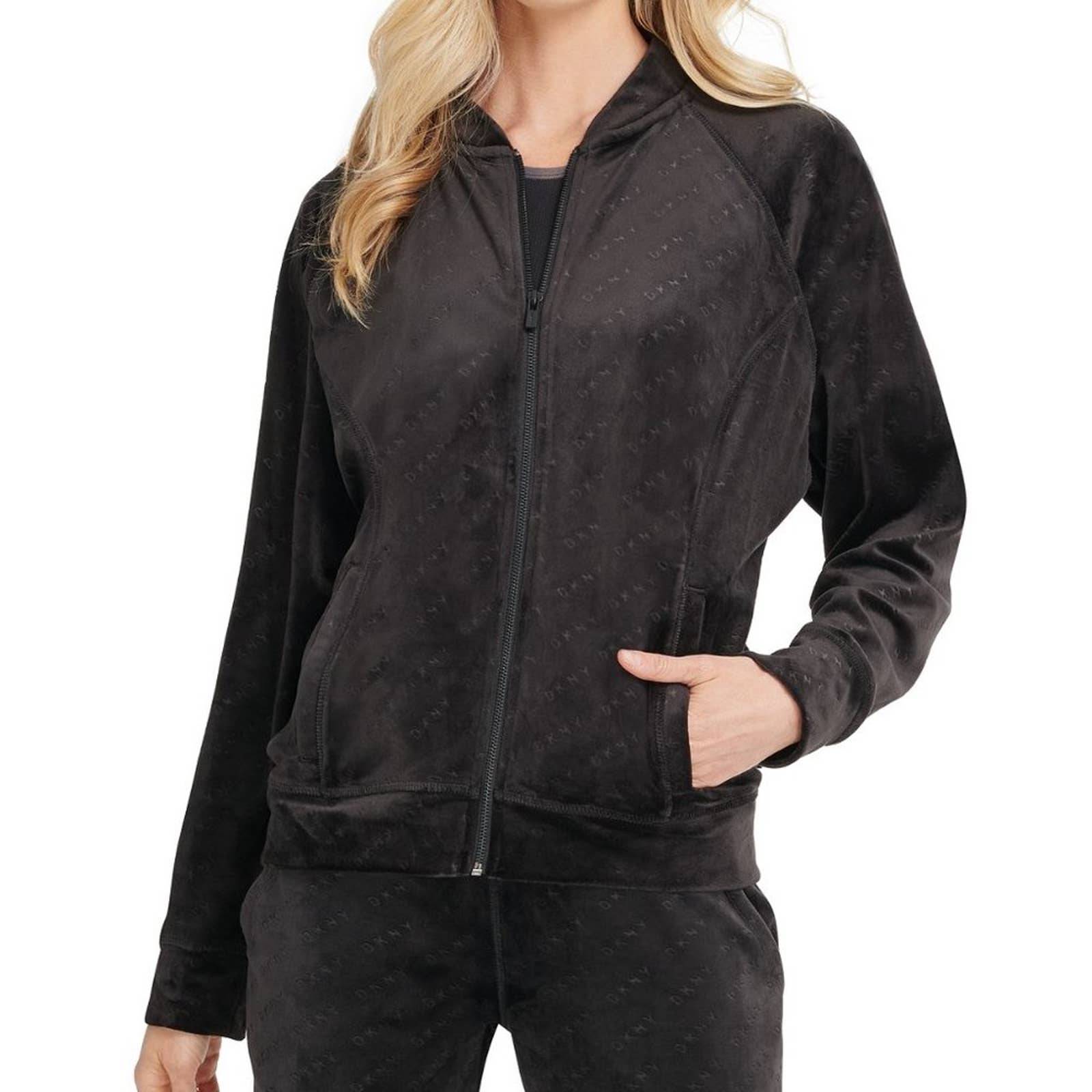 Dkny Sport Velour Logo Bomber Jacket