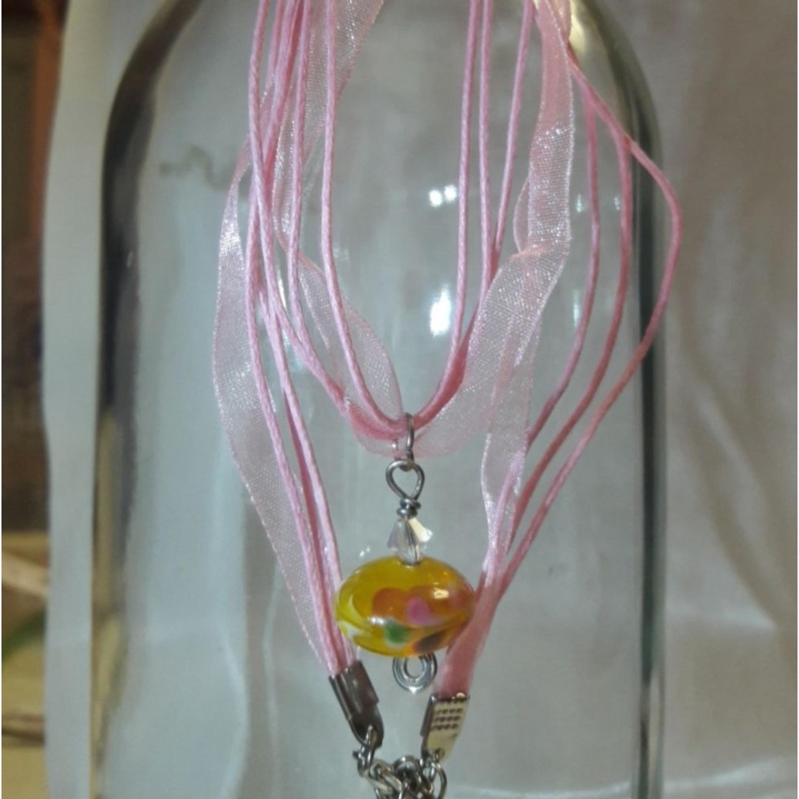 Artisan pendant 054L# Murano Glass Pendant Organza Necklace Layered Necklace 19"