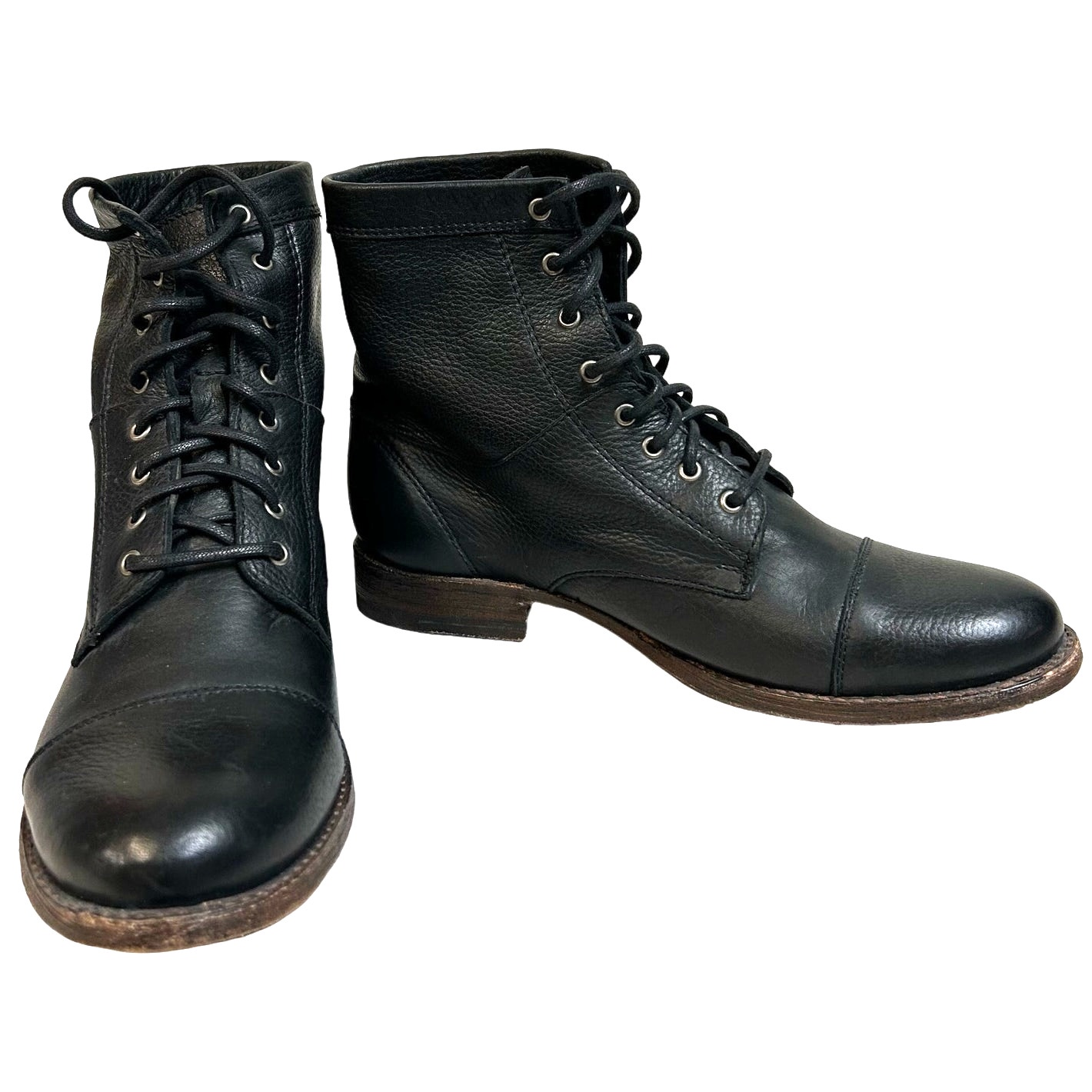 Frye Erin Lug Work Boot Black Leather Lace Up Combat Grunge Witchy Prairie sz. 7