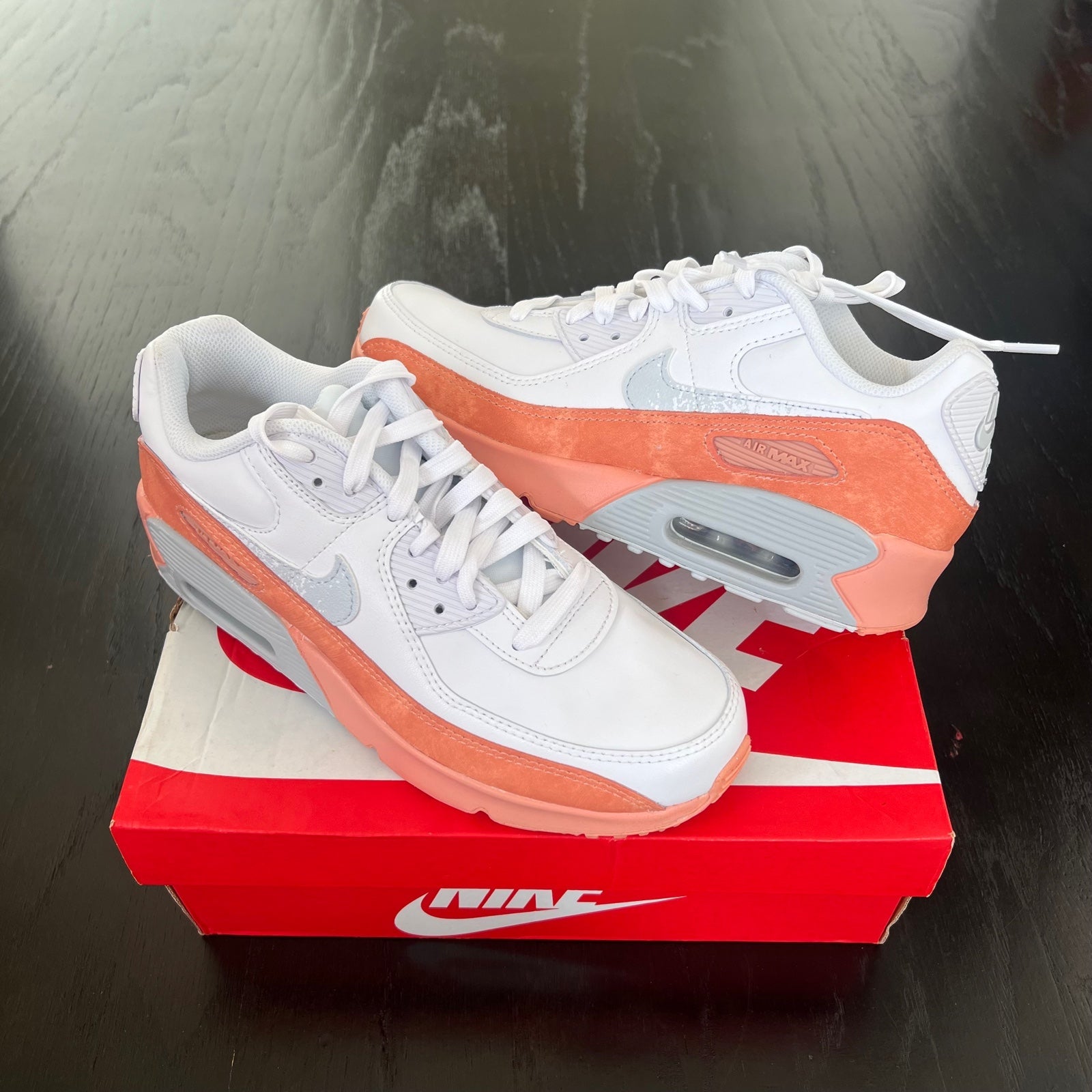 NIB NIKE sales Air Max 90 LTR SE GS Rainbow Salmon