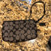 Coach F51783 Large Logo black and white , holds an iphone! wristlet Excellent Co