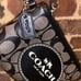 Coach F51783 Large Logo black and white , holds an iphone! wristlet Excellent Co