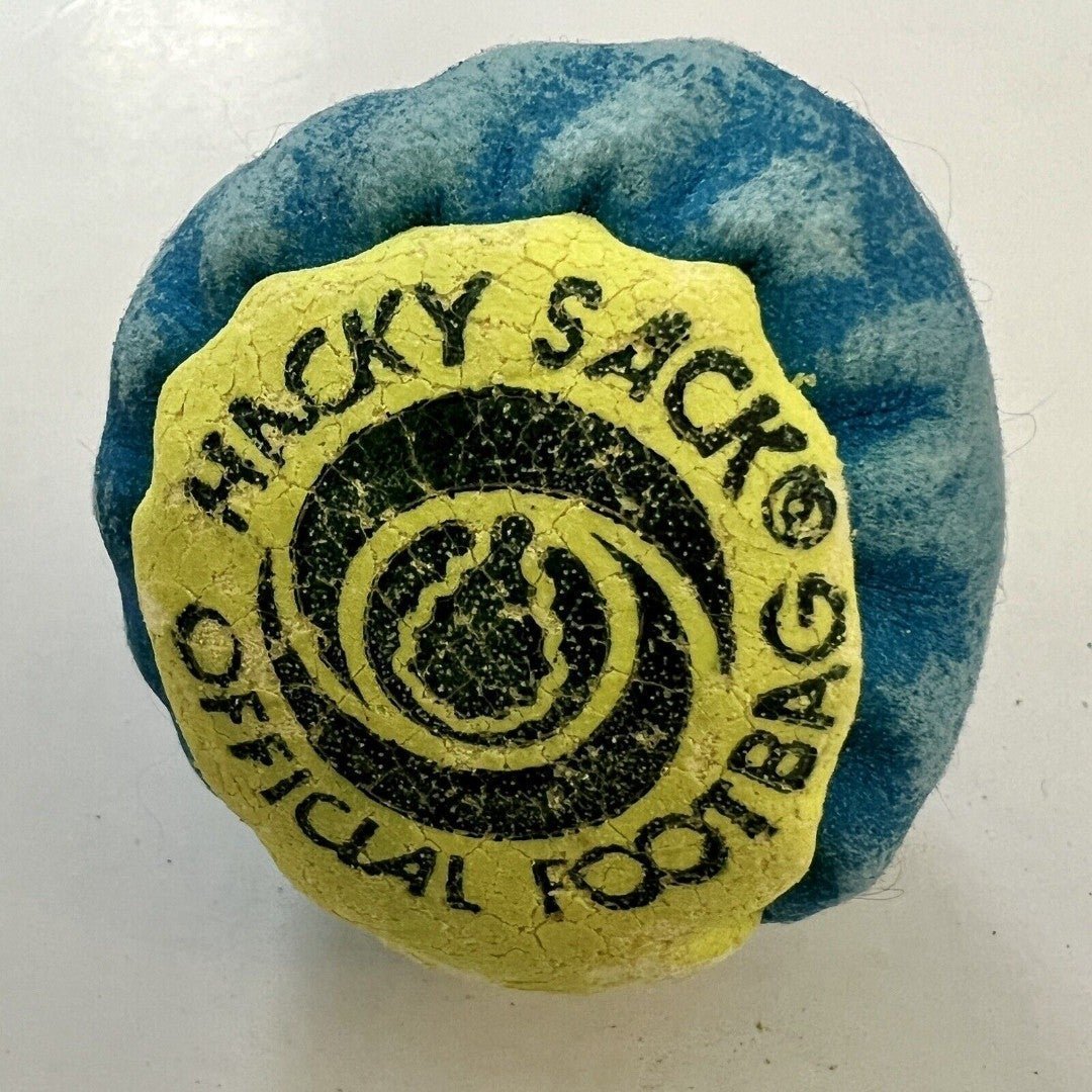 Original HACKY SACK Blue & Yellow Fluorescent 2 Panel Leather VINTAGE