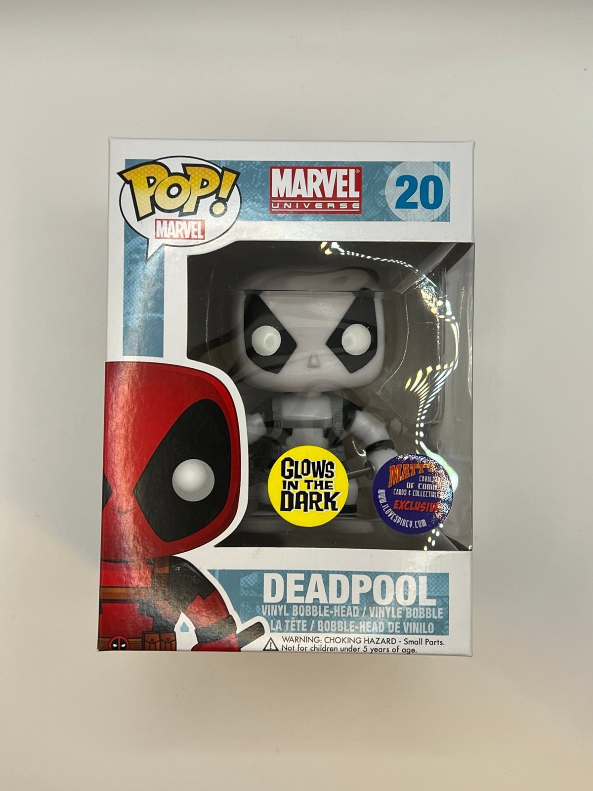 Funko Pop White Deadpool Glow In The Dark Marvel 20 Matt's Cavalcade Exclusive
