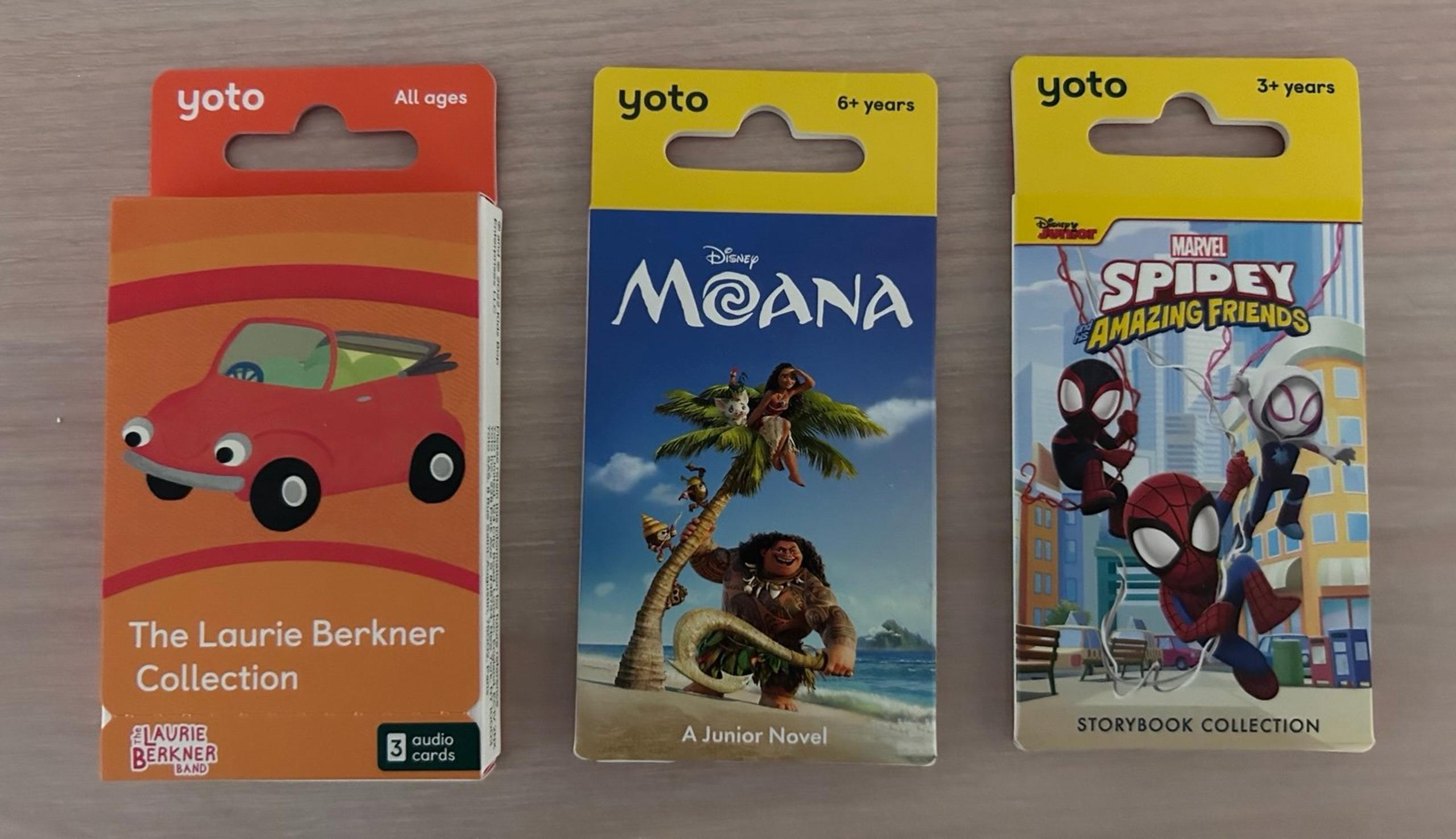 Yoto Audio Cards Disney Moana + Marvel Spidey Amazing Friends + Laurie Berkner