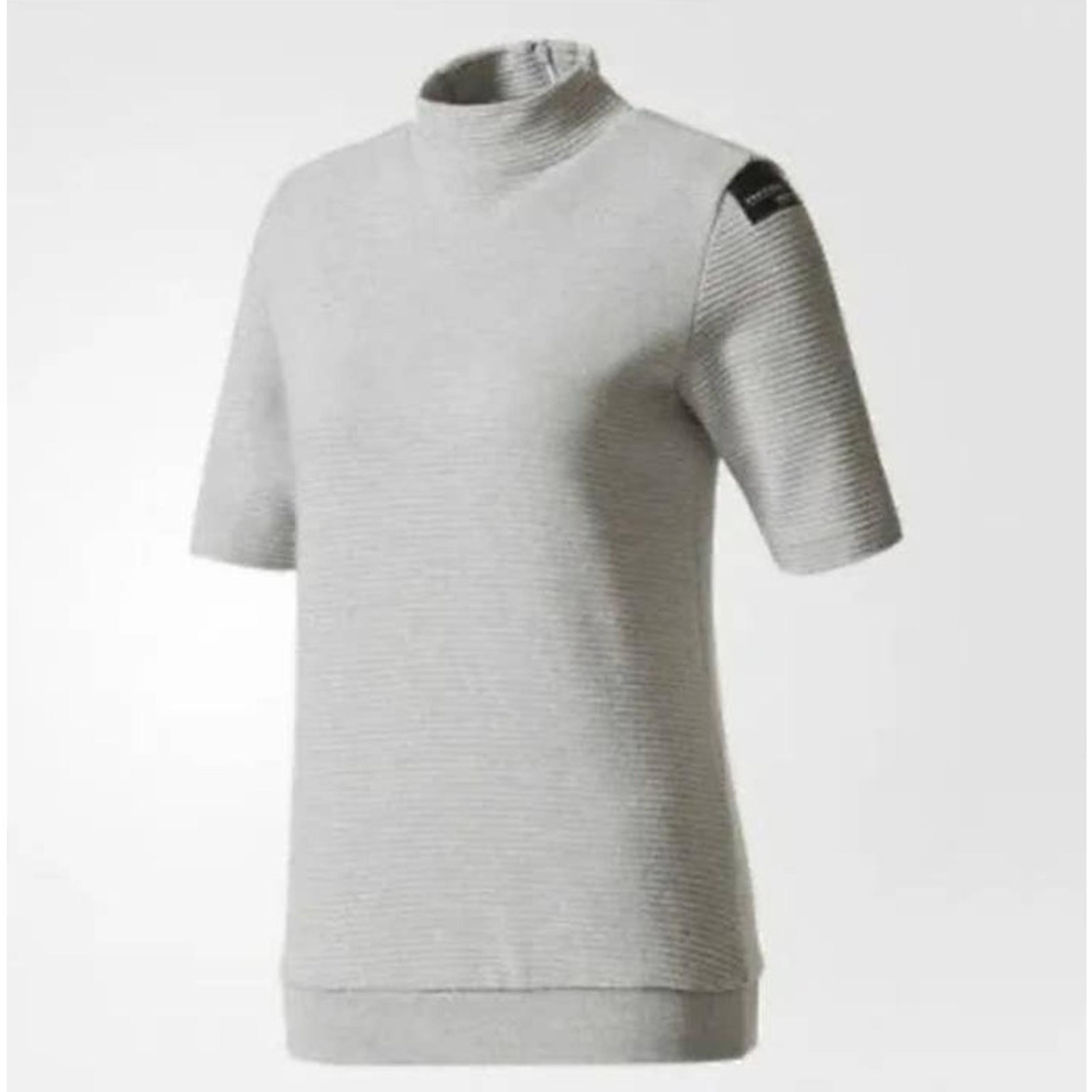 PULL ** Adidas Equipment | High Neck Grey Ribbed Short Sleeve Top | Size XS