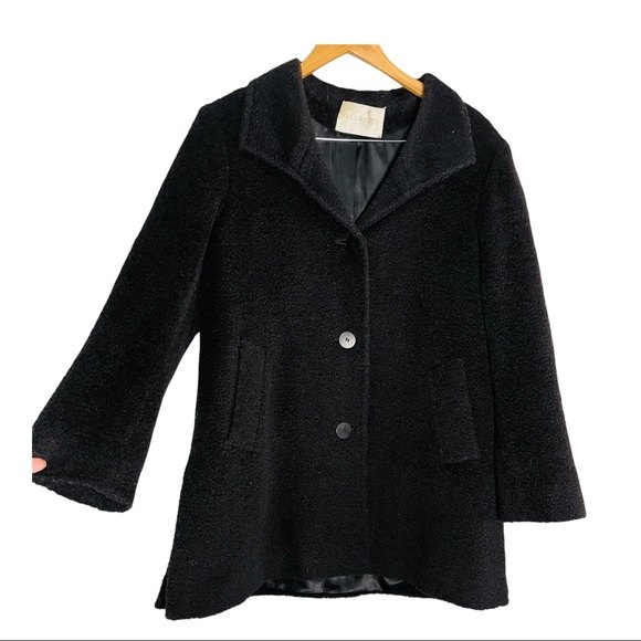 Fleurette black wool alpaca Size 8 coat