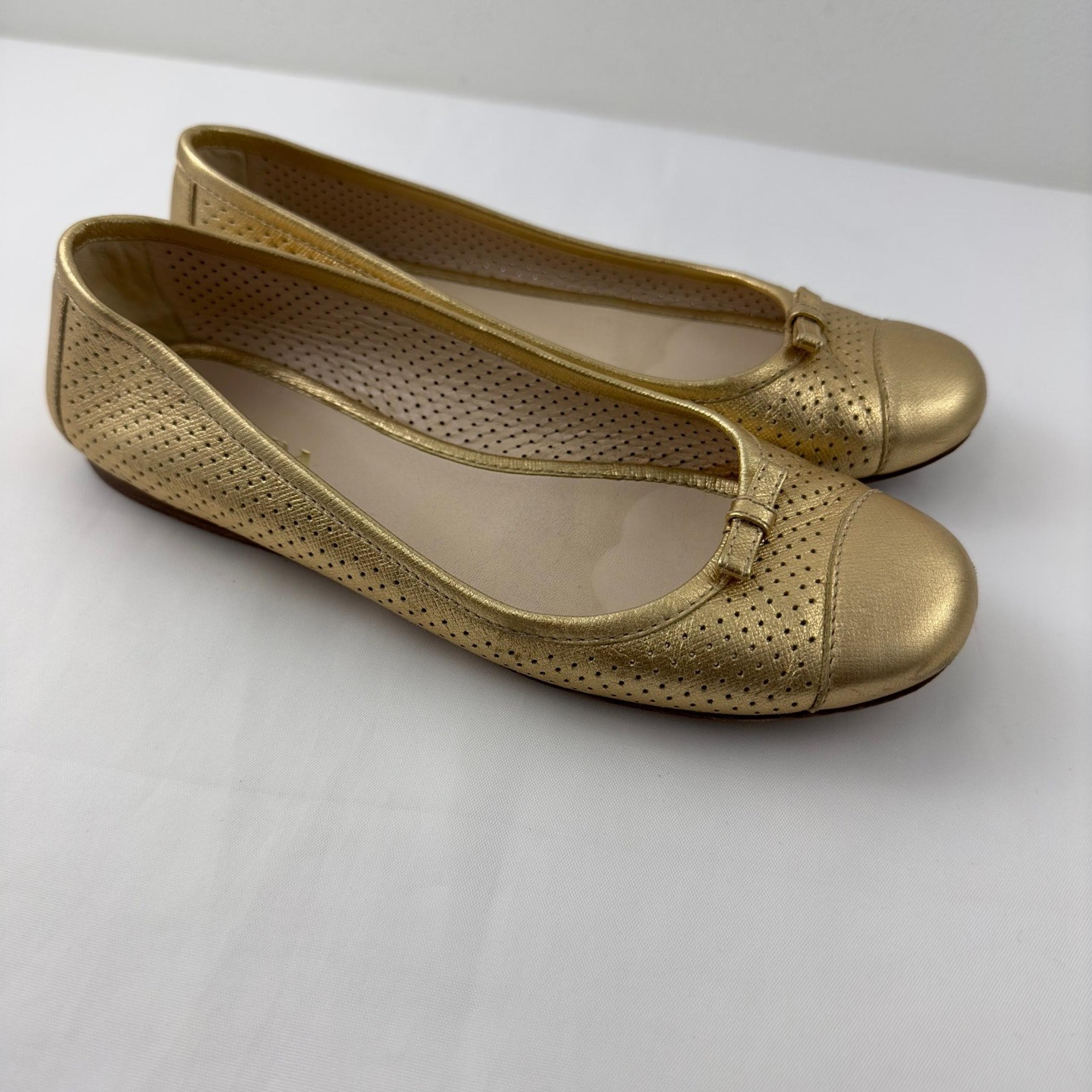 Prada Gold leather ballet flats
