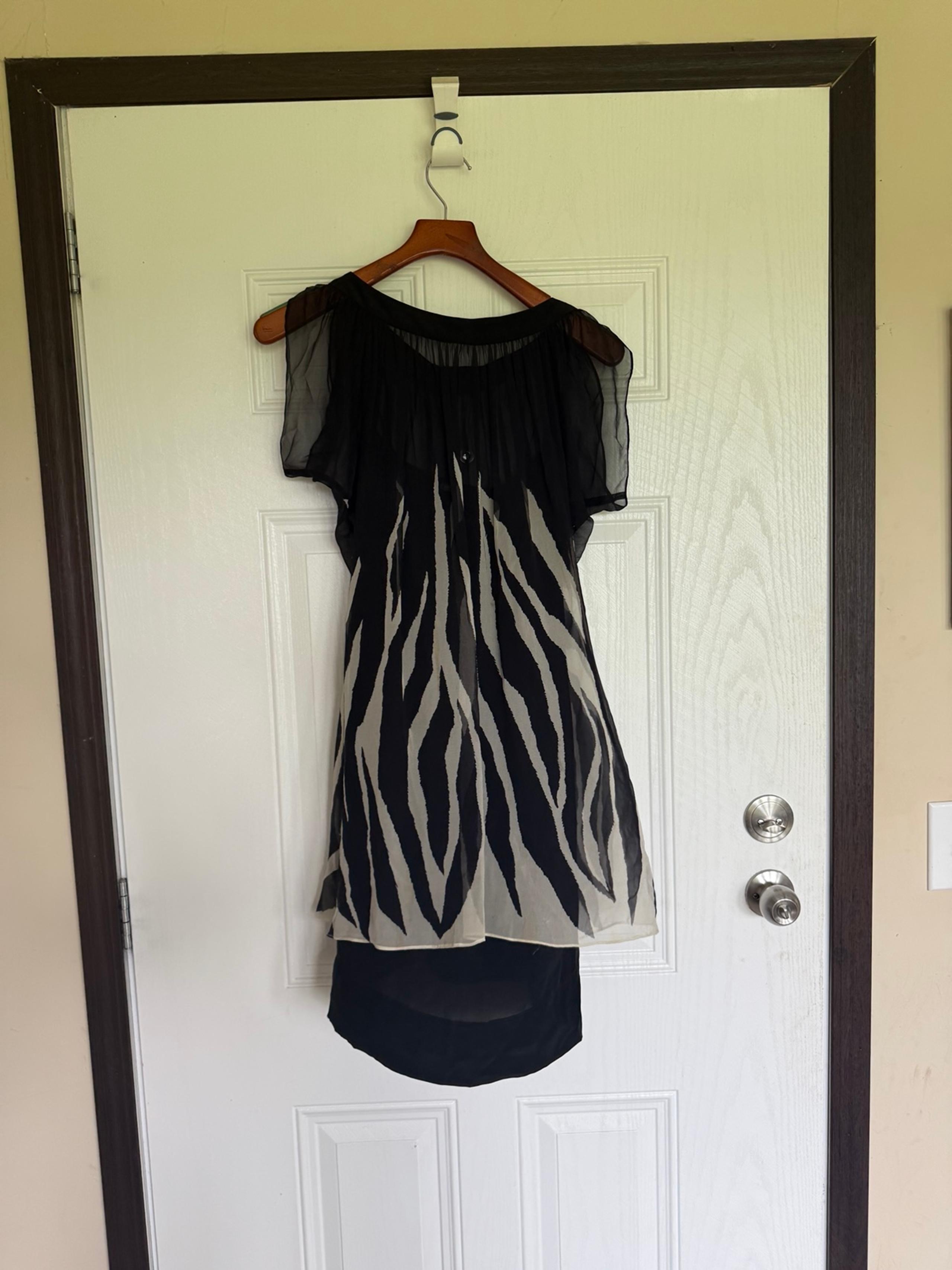 Muse sheer layered silk zebra print slip dress. Cap sleeve. 2