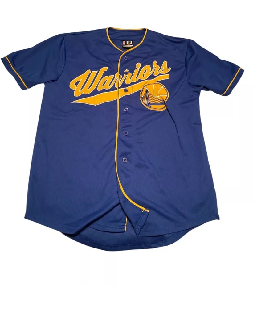 Golden State Warriors #46 Baseball Style NBA Jersey Button Up Size Large