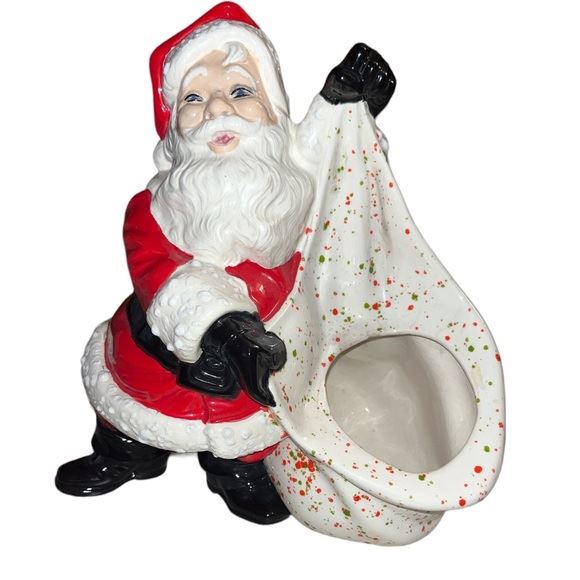Vintage Santa Ceramic Planter 12” Holding Toy Sack Bag