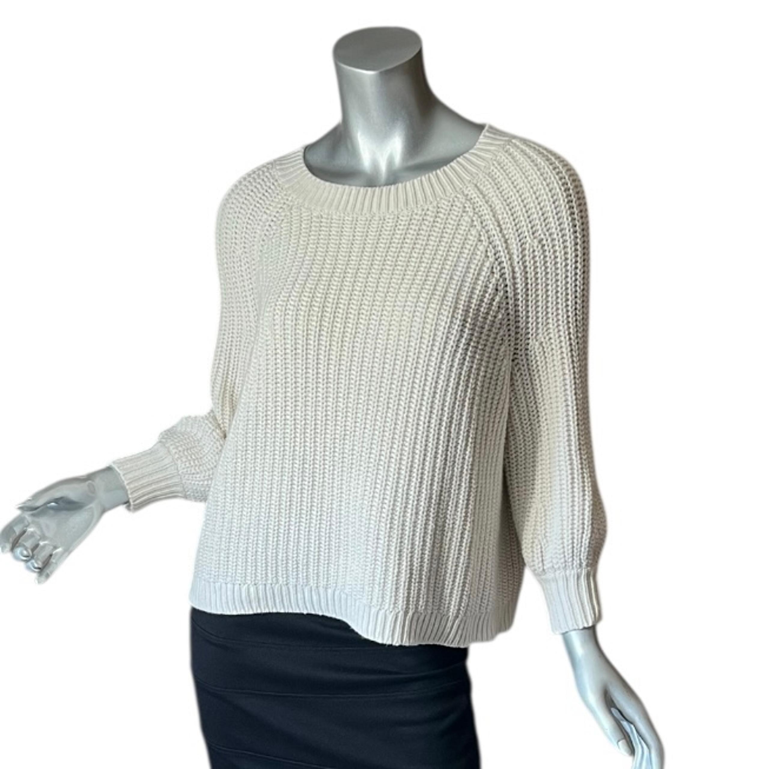 Aerie XS Women’s Cream Off White Chunky Knit Cropped Sweater Crew Neck