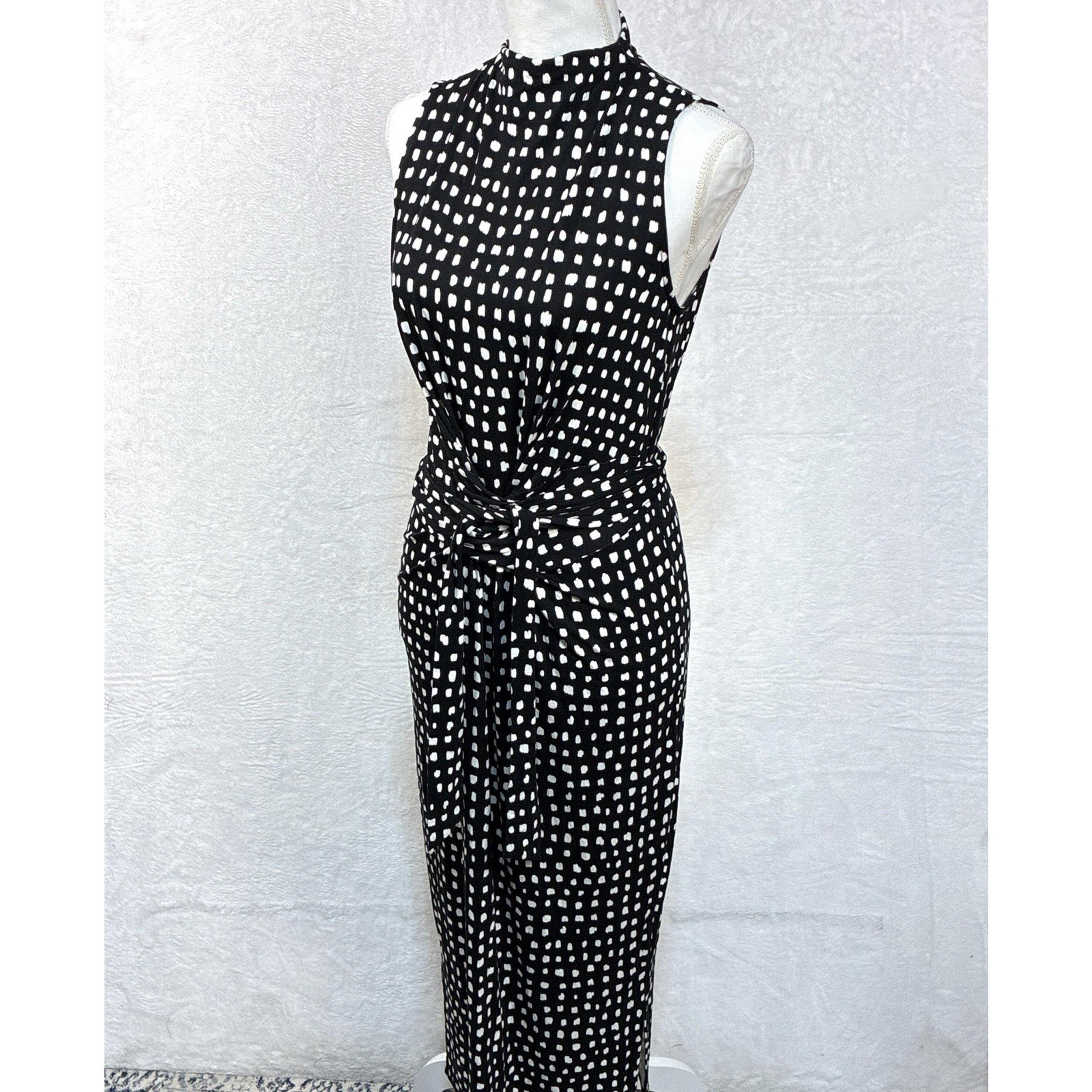 Amour Vert Womens M Tomato Girl Castile Reverie Black White Midi Dress Preppy