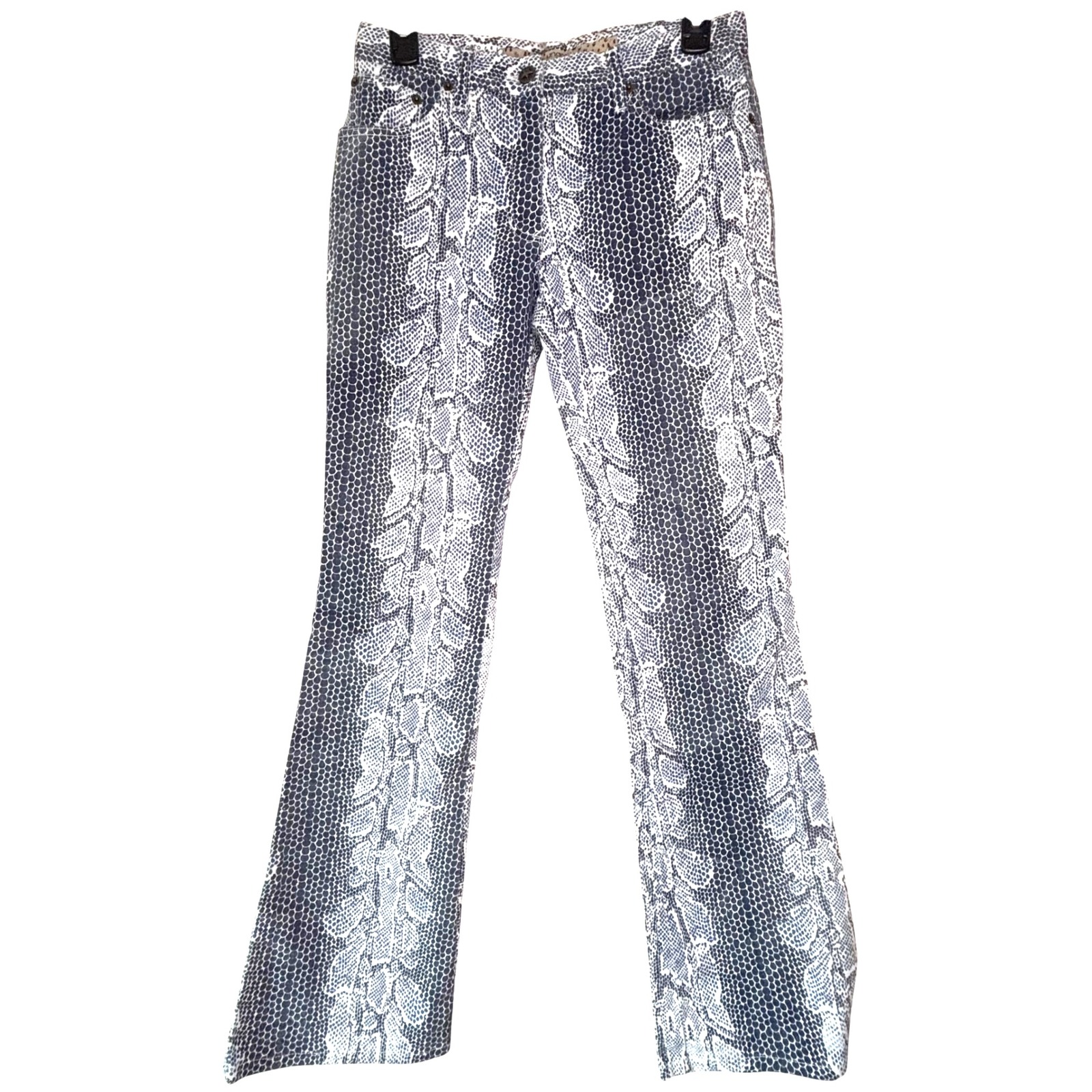 Ungaro Fever Y2K Snake Print Low Rise Flare Denim Jeans Womens Sz 30
