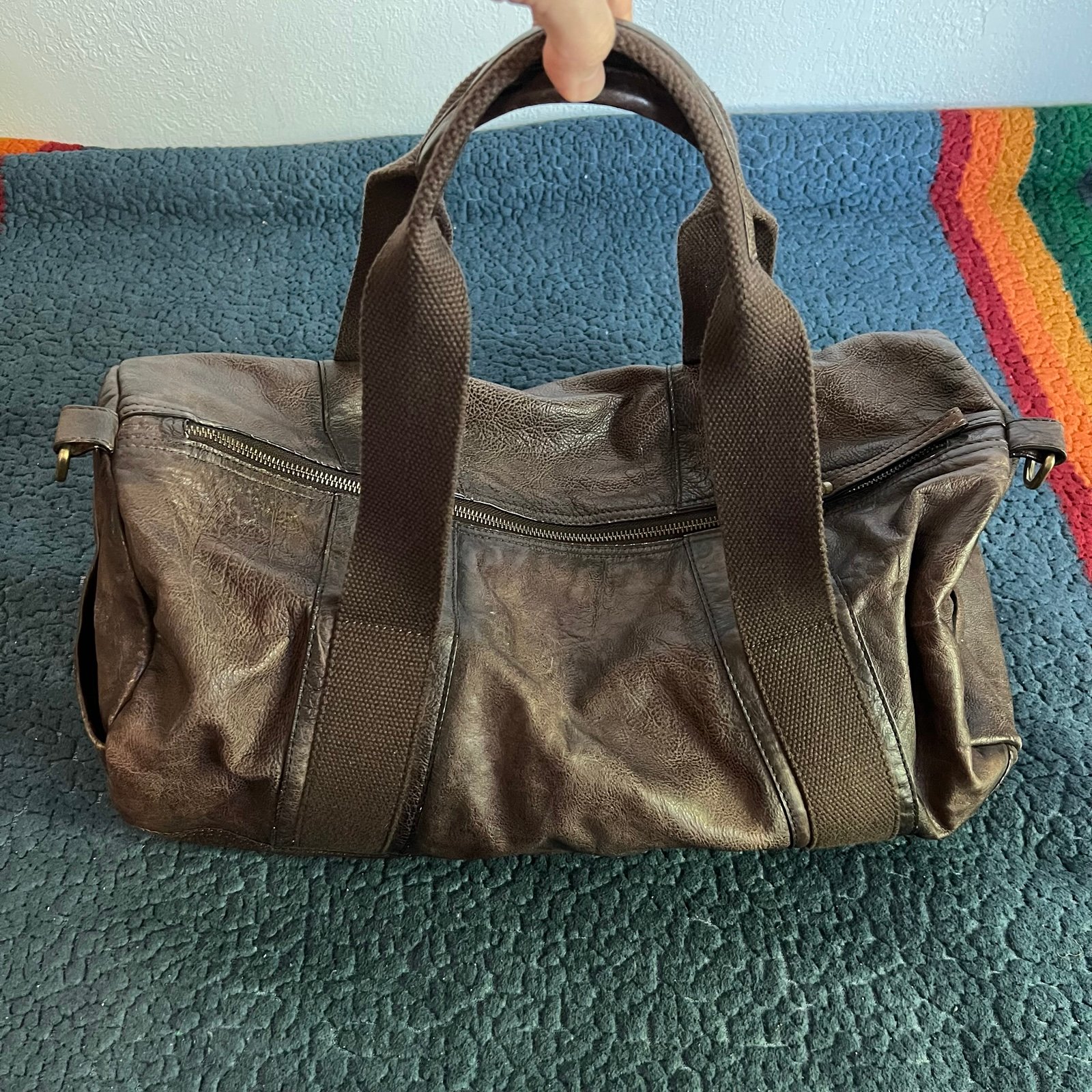 Frye barrel leather duffle bag