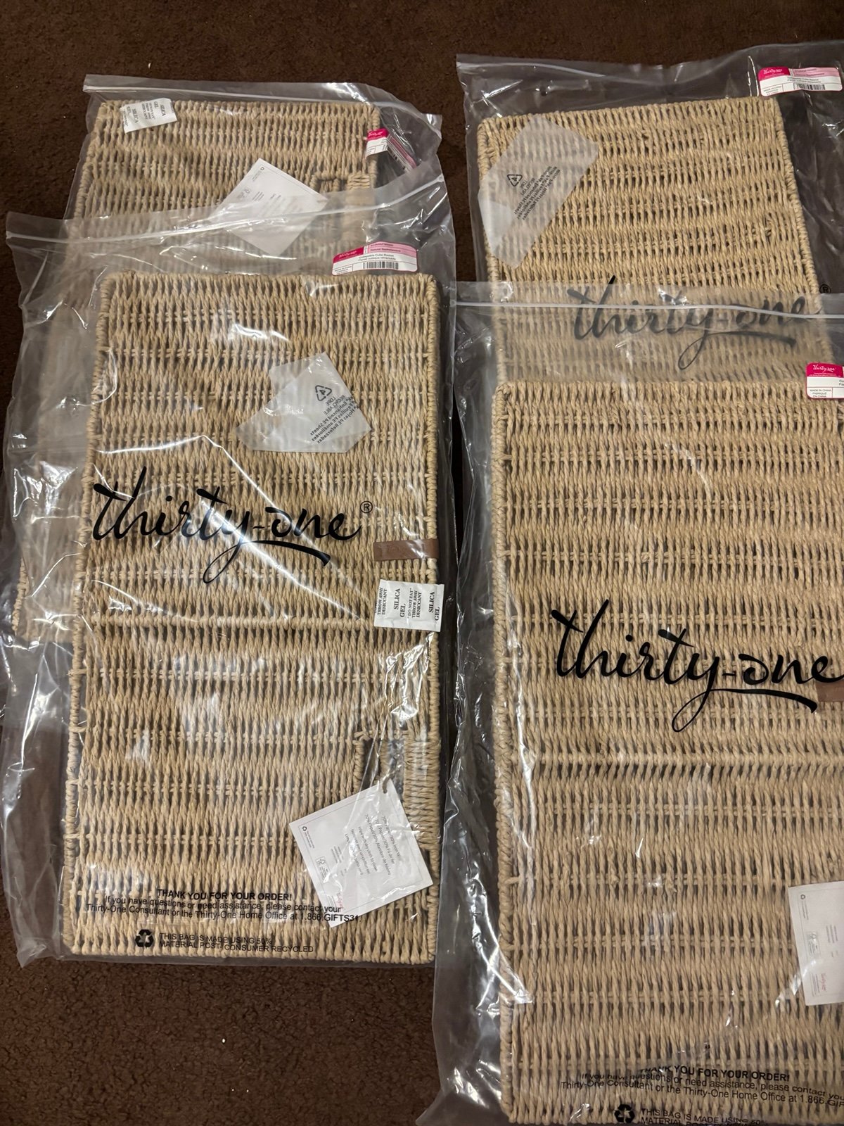 thirty one collapsible cube baskets natural set of 4 Brand NEW