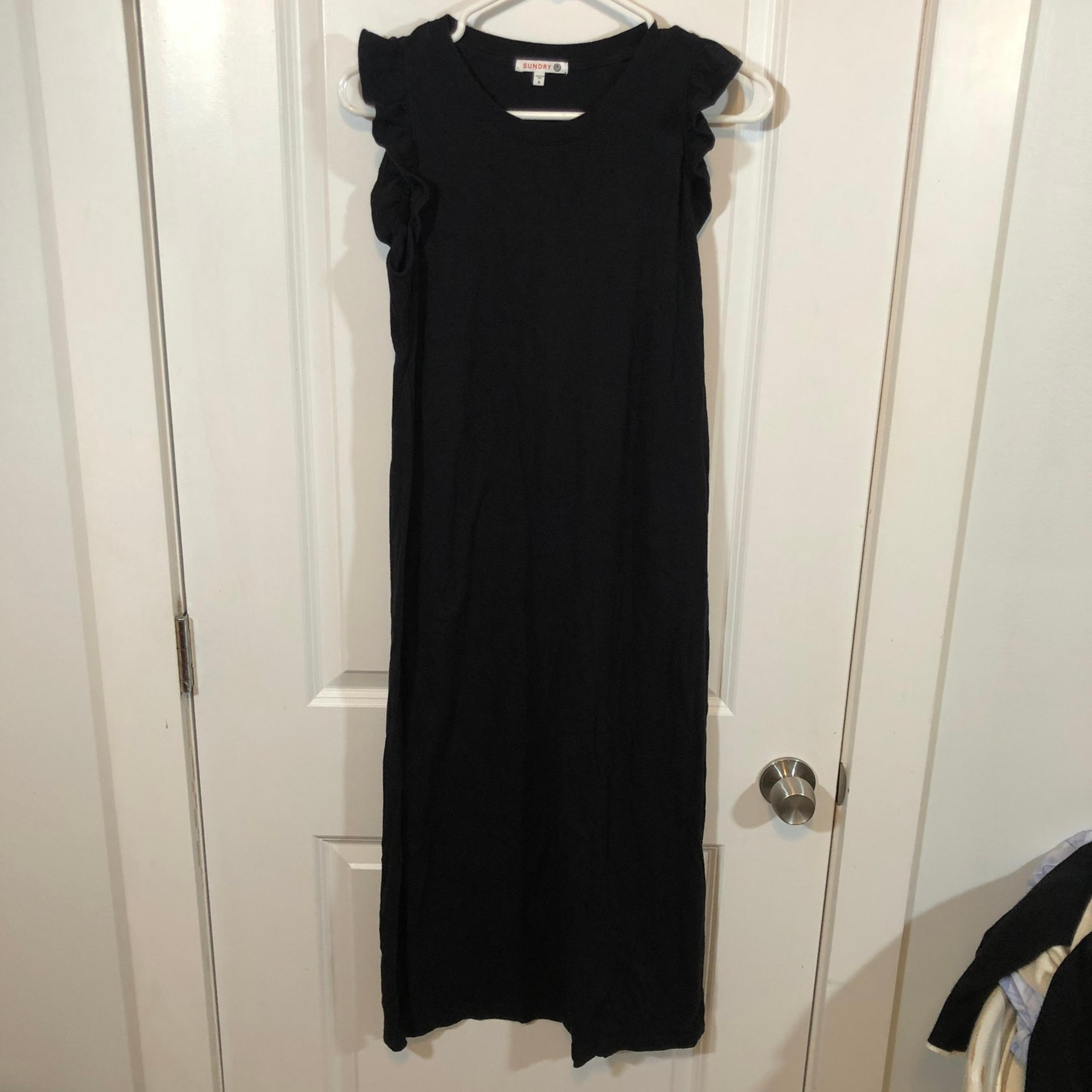 SUNDRY Women's Ruffled Midi Dress Black size 0 $142