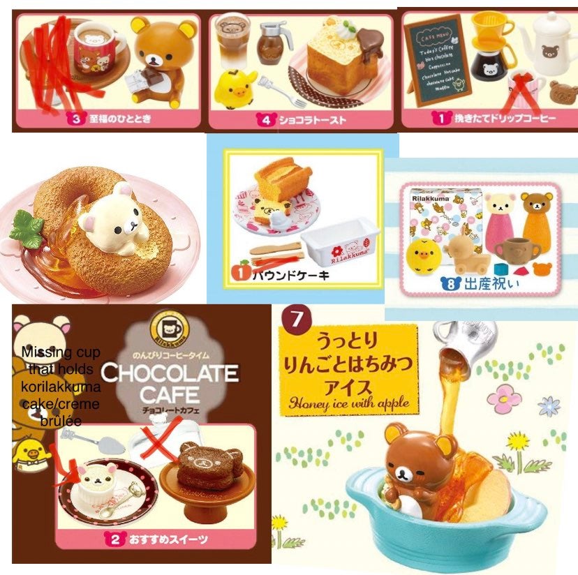 Re-ment San-X Rilakkuma CHOCOLAT CAFE Miniature Box Set de 6 Ours Re-ment San-X Rilakkuma CHOCOLAT CAFE Miniature Box Set de 6 Ours