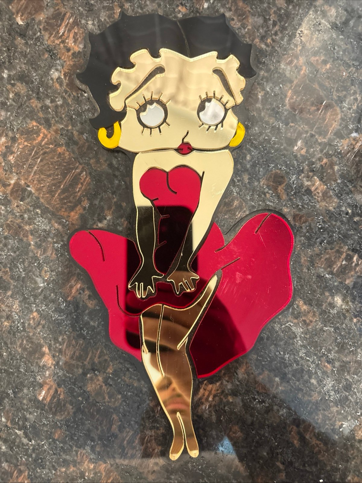 Vintage Betty Boop Glass Plaque/Wall Hanging-Betty Shaped -Rare One!