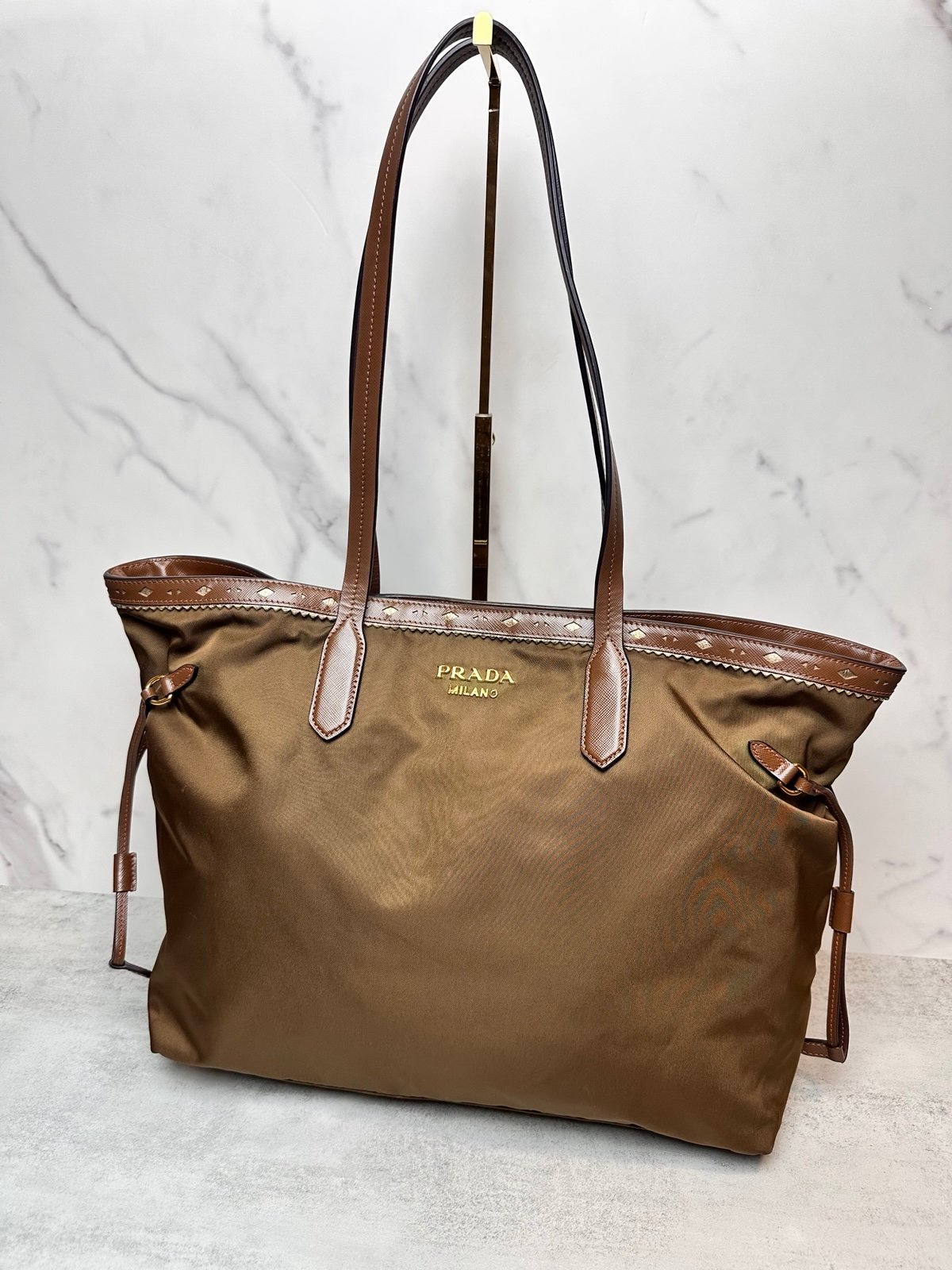 Prada Nylon and Leather Tote Bag