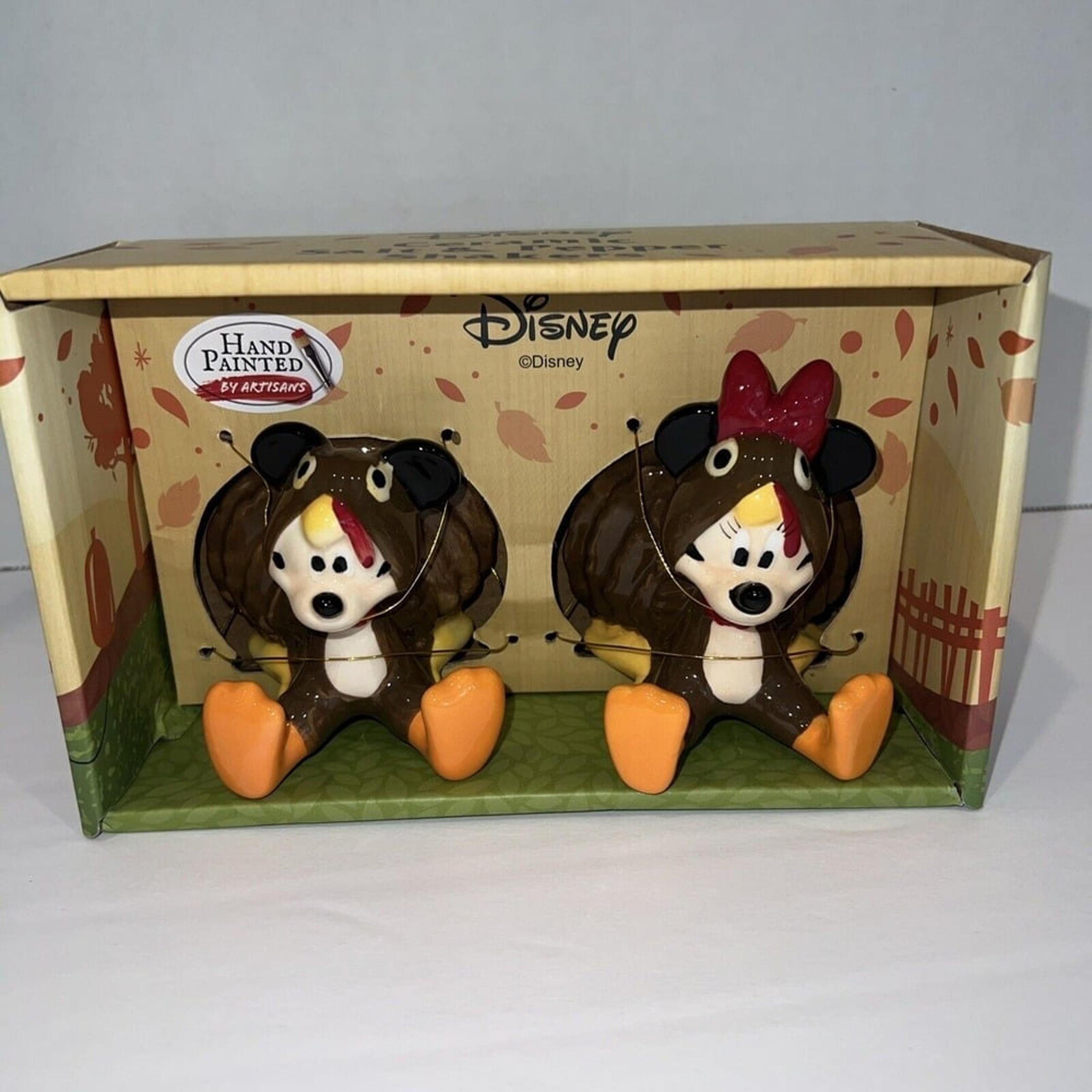 Disney Mickey And Minnie Thanksgiving Turkey Ceramic Salt and Pepper Shakers