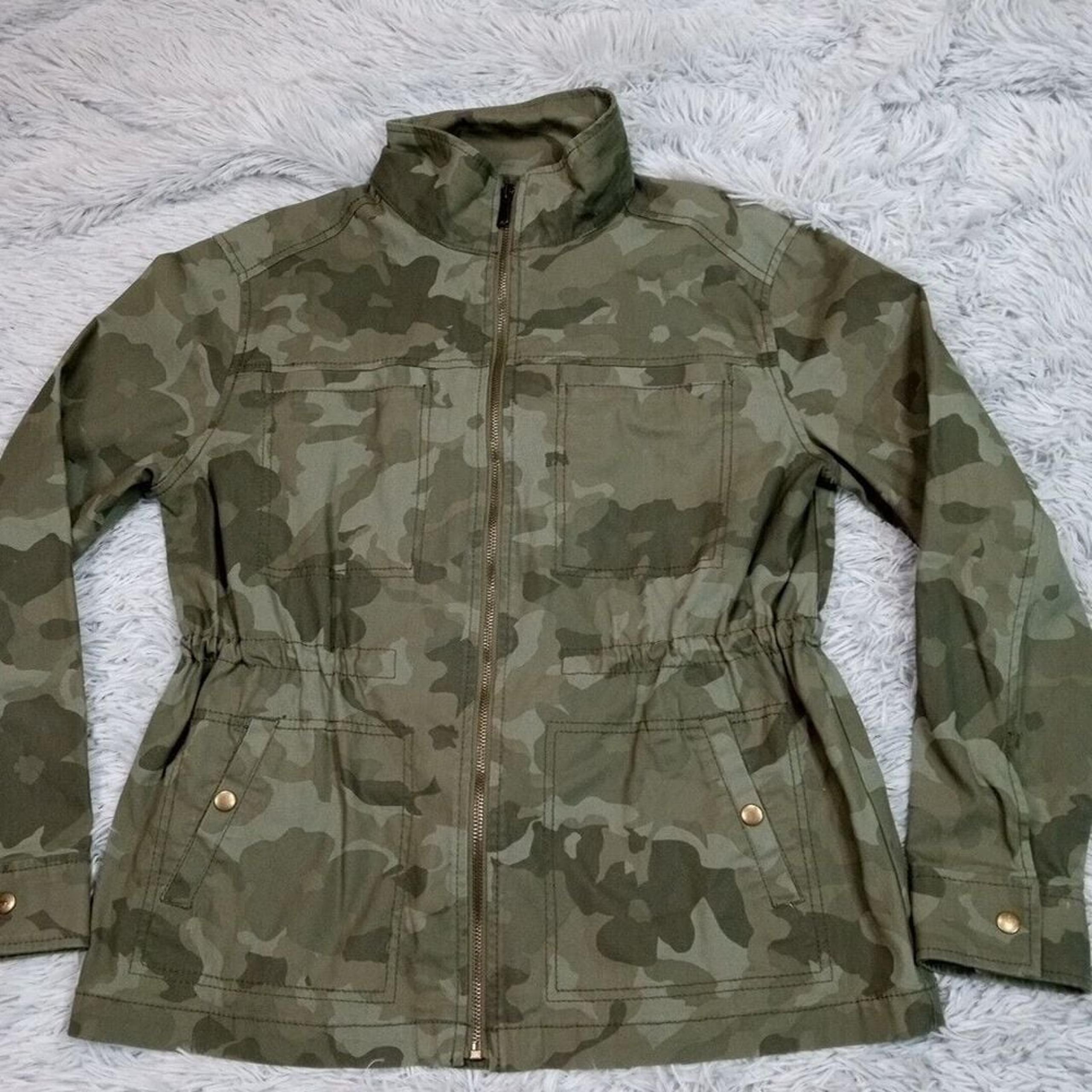 Old Navy Jacket Womens S Green Camo Military Gorpcore Utility Coat Pockets