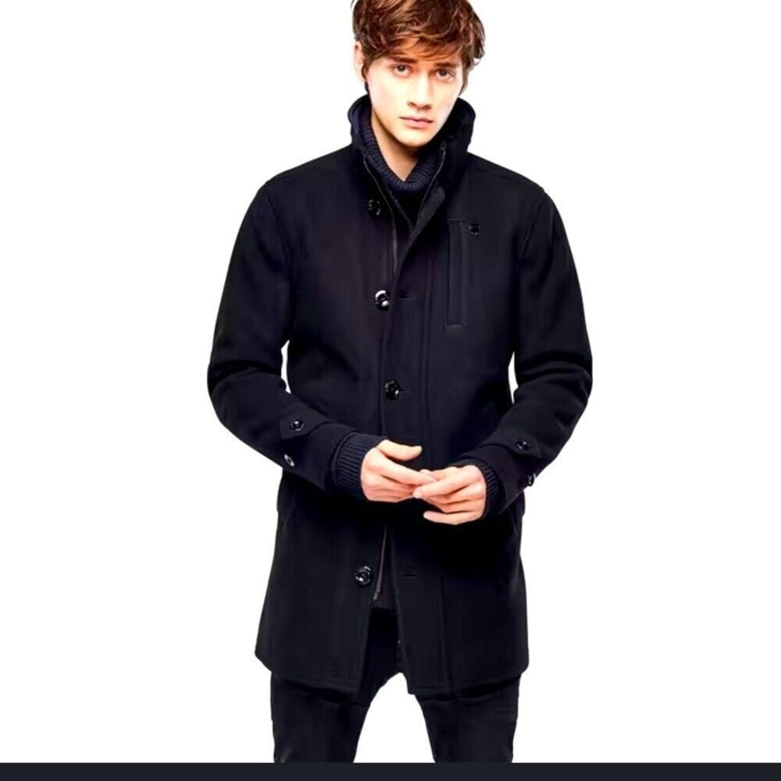 G-STAR Men's Black Wool Garber Trench Coat Sz S