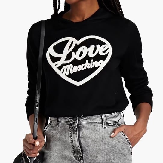 LOVE MOSCHINO Embroidered wool-blend hoodie